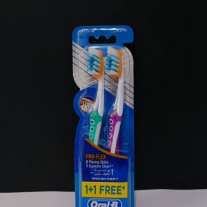 مسواک دوقلو اورال بی پروفلکس سافت بسته دوعددی برس نرم Oral-b Pro-Flex سر متحرک اورجینال